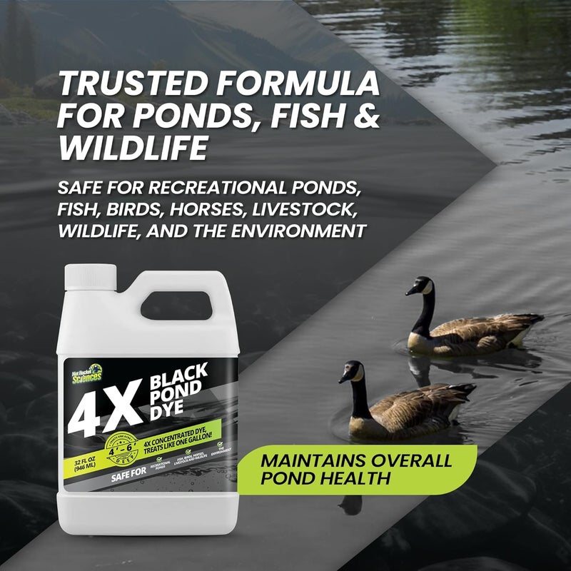 Not Rocket Sciences 32oz Reflective Black Pond Dye, 4X Concentrate Pond Dye Black, Natural Looking and Long Lasting Liquid Lake Colorant, Protects Against Sunlight - Ideal for Fish, Birds, and Wildlife - Image 3